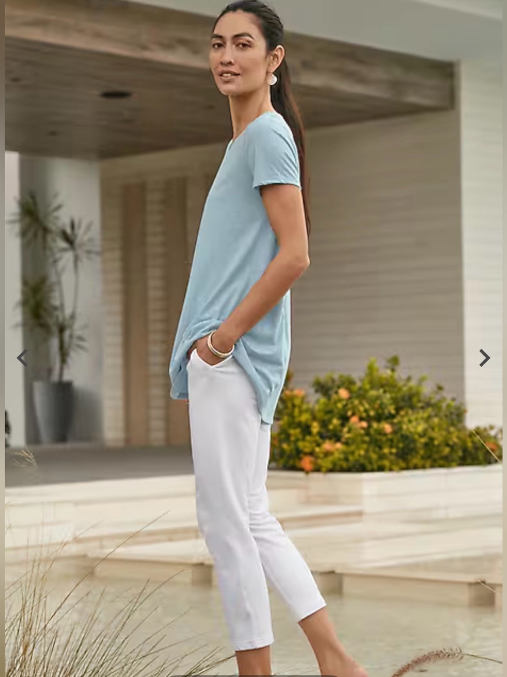 Pure Jill Affinity French Terry Slim-Leg Cropped Pants White Pima Cotton Size MP